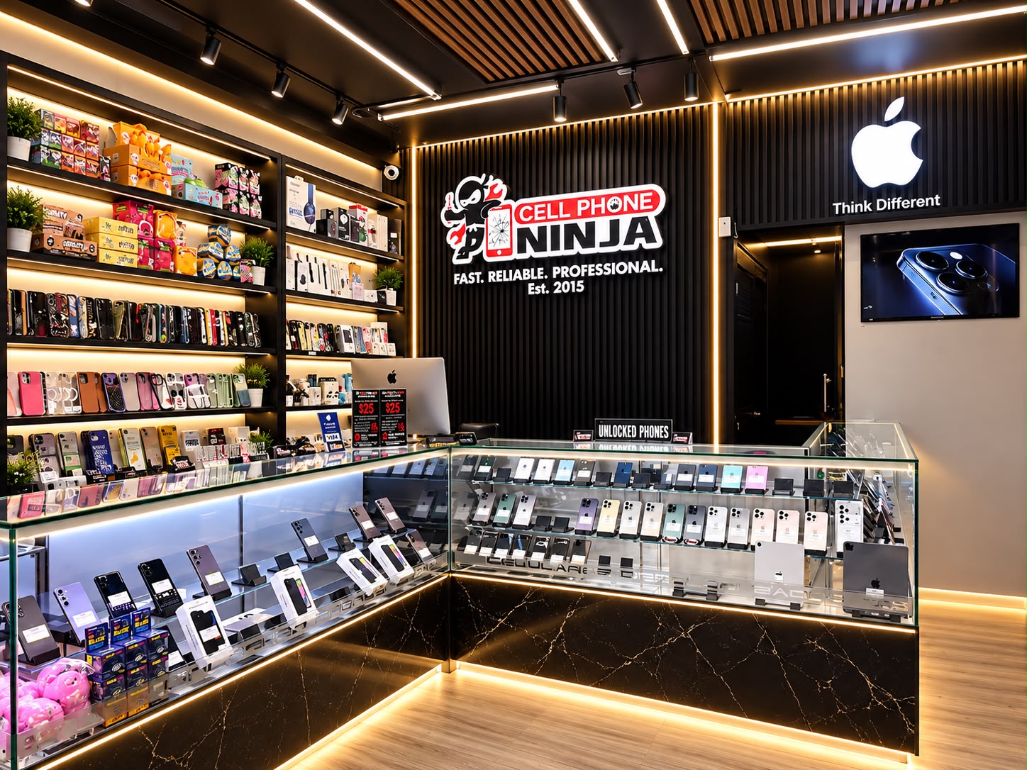 Cell Phone Ninja sales counter with accessories